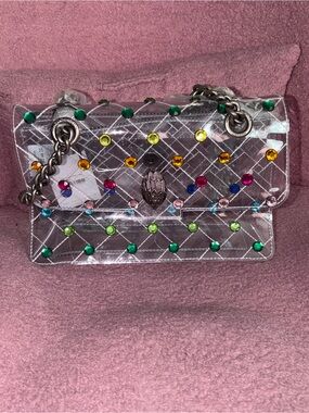 Kurt Geiger Clear Quilted Multicolor Studded Crossbody Bag